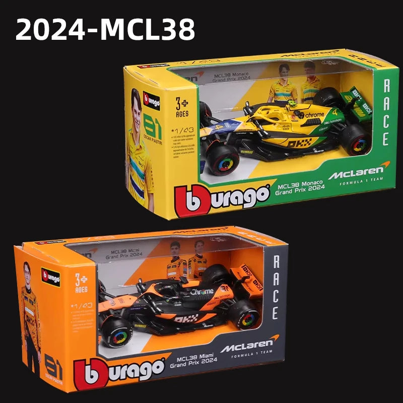 1:43 MCL38 F1 Mclaren 2024 Miami Grand Prix Alloy Car Miniature Diecast Model