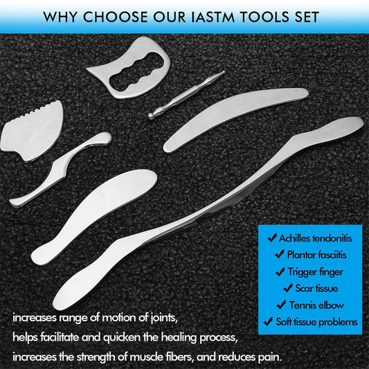 1/4/7 Pcs Gua Sha Scraping Massage Tools, IASTM Tool, Stainless Steel Guasha Tools, Muscle Scraper Tools for Soft Tissue Therapy
