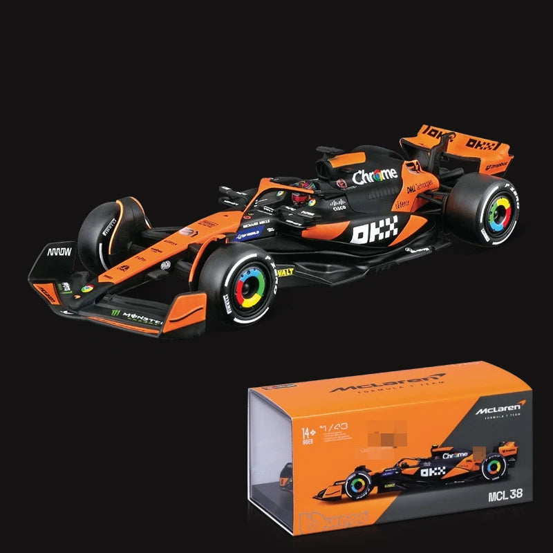 1:43 MCL38 F1 Mclaren 2024 Miami Grand Prix Alloy Car Miniature Diecast Model