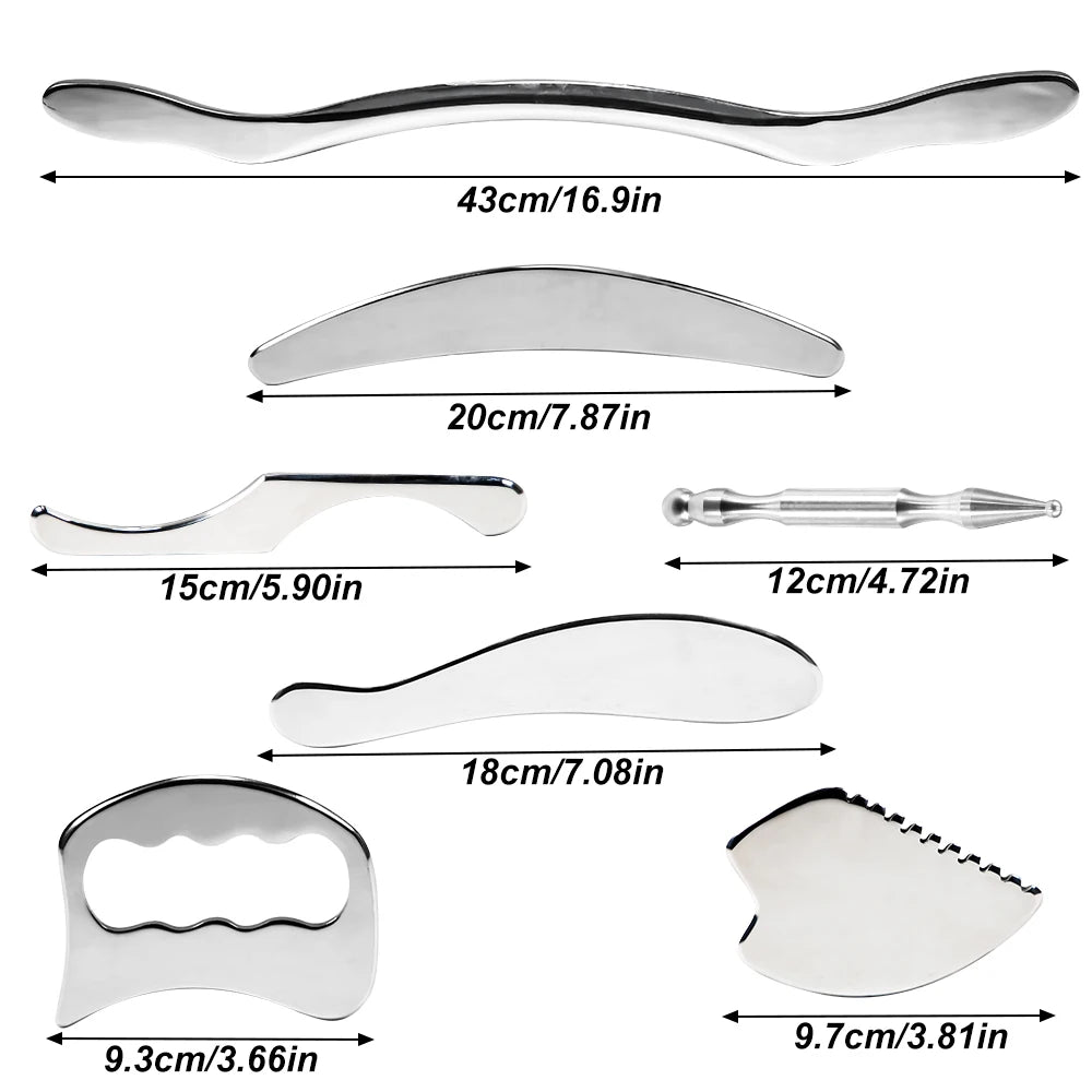 1/4/7 Pcs Gua Sha Scraping Massage Tools, IASTM Tool, Stainless Steel Guasha Tools, Muscle Scraper Tools for Soft Tissue Therapy