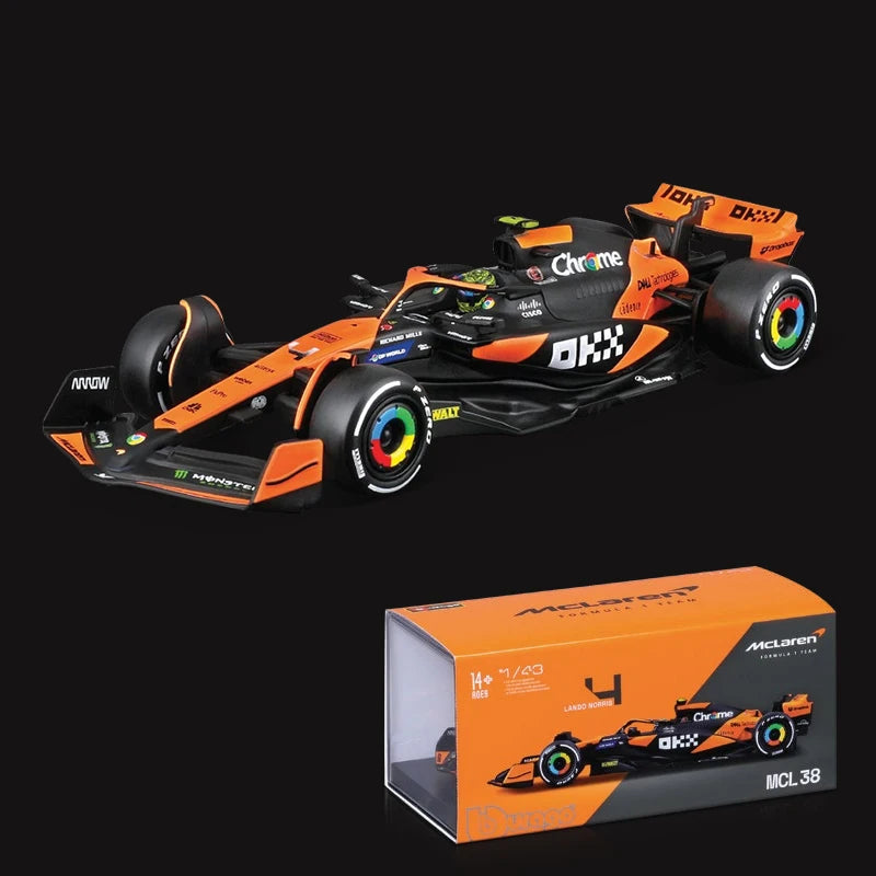 1:43 MCL38 F1 Mclaren 2024 Miami Grand Prix Alloy Car Miniature Diecast Model